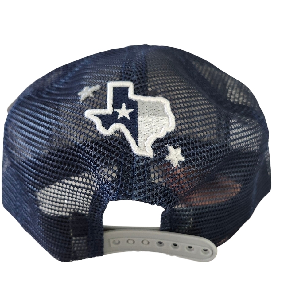 Men'sDallas Snapback Trucker Hat – Blue & Gray Mesh Cap w/ Embroidered Design - Picture 7 of 9